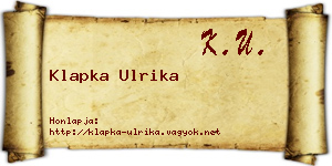 Klapka Ulrika névjegykártya